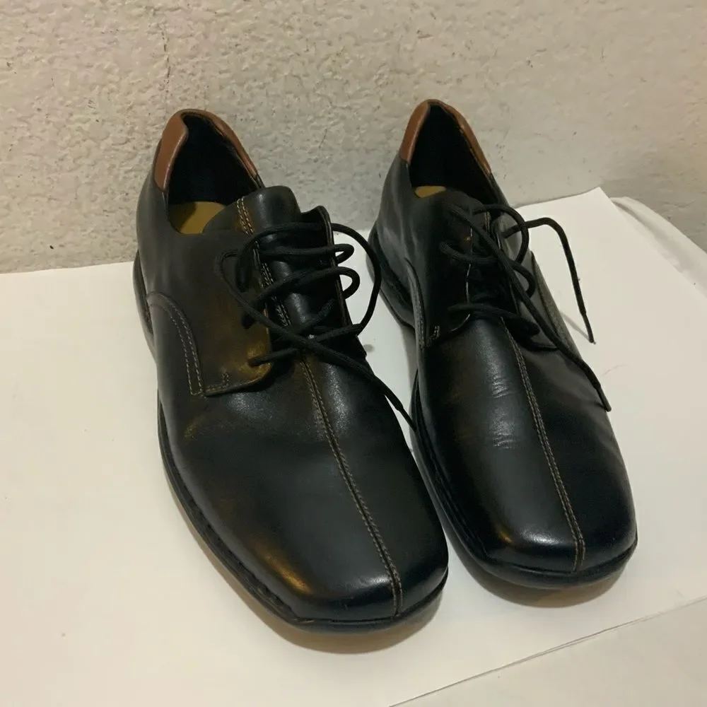 Cole Haan Black Leather Zeno Lace Up Mens Oxford Loafer Dress Shoes